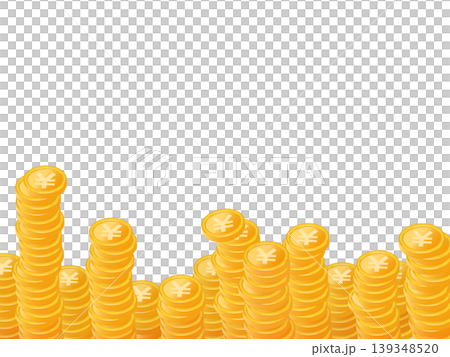 積み上げられた金貨、白背景、ビジネスイメージ、金融イメージ 139348520