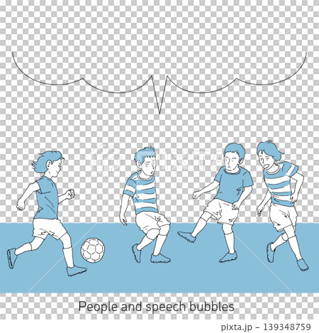 Four men play soccer Four men play soccer 139348759