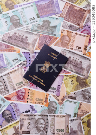Indian passport, a document for travel, leisure, and work. Passport of India 139349098