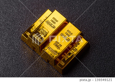 Gold bars or ingots as a metal for bank storage, investments, and financial transactions. Gold bars Gold bars or ingots as a metal for bank storage, investments, and financial transactions. Gold bars 139349121