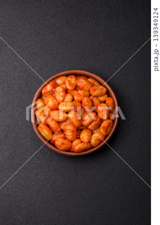 Homemade potato gnocchi with Bolognese sauce, seasoned with salt and spices. Gnocchi with sauce 139349124