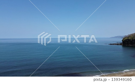 島牧村の千走川河口と日本海の自然風景 北海道 空撮 島牧村の千走川河口と日本海の自然風景 北海道 空撮 139349160