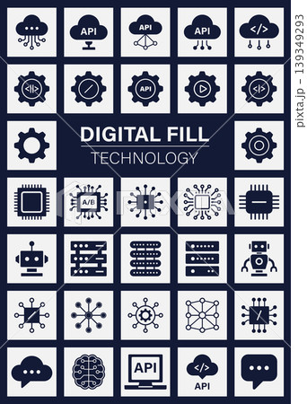 Digital technology icon set flat vector 139349293