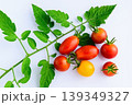 カラフルなミニトマトと葉（夏野菜） 139349327