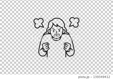 怒っている女性のシンプルな線画イラスト 怒っている女性のシンプルな線画イラスト 139349412
