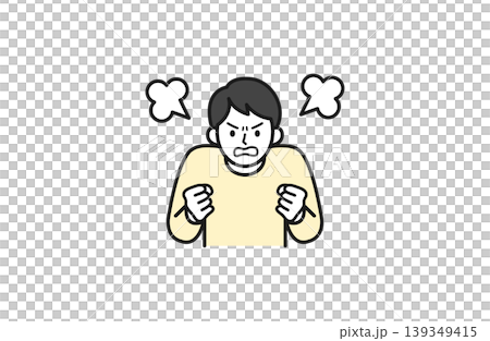 怒っている男性の線画イラスト オレンジ配色 怒っている男性の線画イラスト オレンジ配色 139349415