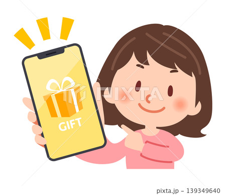 スマホでギフト画面を見せる女性 スマホでギフト画面を見せる女性 139349640
