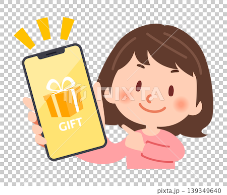 スマホでギフト画面を見せる女性 スマホでギフト画面を見せる女性 139349640