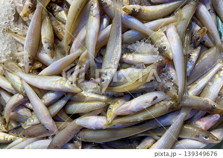 Small silver fish pile representing fresh seafood catch and traditional fish market produce. Small silver fish pile representing fresh seafood catch and traditional fish market produce. 139349676
