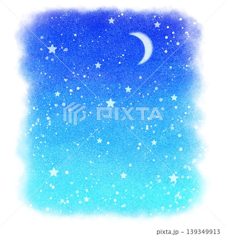 三日月が浮かぶ星空の背景イラスト 139349913