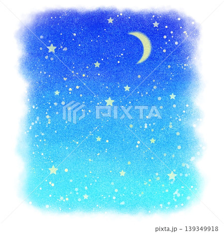 三日月が浮かぶ星空の背景イラスト 139349918