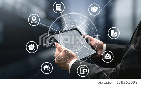 Online property search and real estate icons for rent and sale Gist 139351698
