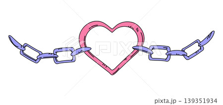 Pastel goth pink heart with purple chains vector illustration creepy cute aesthetic Pastel goth pink heart with purple chains vector illustration creepy cute aesthetic 139351934