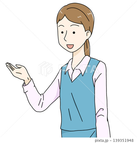 案内する女性スタッフのイラスト・受付・ご案内 案内する女性スタッフのイラスト・受付・ご案内 139351948