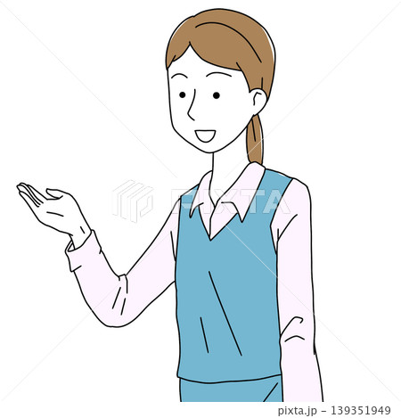案内する女性スタッフのイラスト・受付・ご案内 シンプル 案内する女性スタッフのイラスト・受付・ご案内 シンプル 139351949