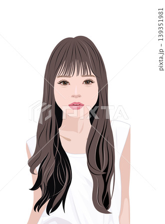 ロングウエーブヘアーの若い女性イラスト ロングウエーブヘアーの若い女性イラスト 139351981