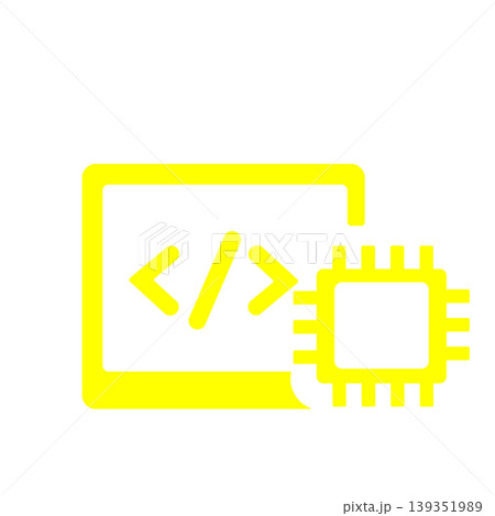 AIによるコード生成やプログラミング開発アイコン（黄色） 139351989