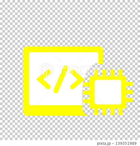 AIによるコード生成やプログラミング開発アイコン（黄色） 139351989