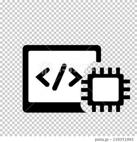 AI-powered code generation and programming development icon (black) 139351993