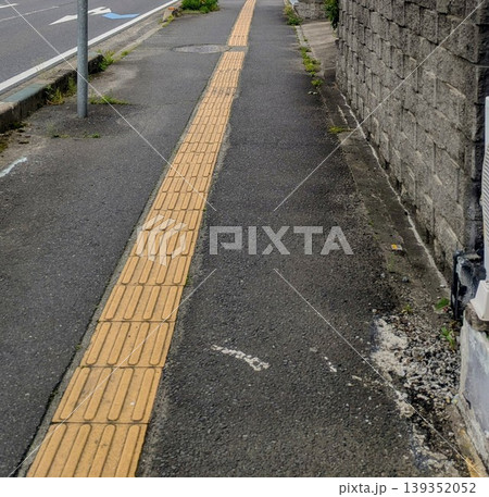 日本の歩道の誘導ブロック(線状ブロック) 139352052
