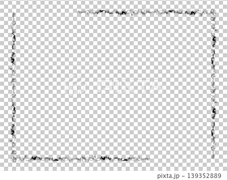 An illustration of an organic L-shaped corner decorative frame drawn using a brush and bamboo pen, with ink lines, shades, and bleeding effects. 139352889