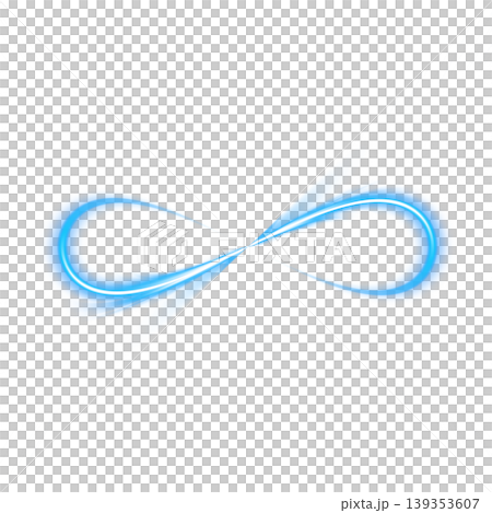 Blue glowing infinity loop light trail material 139353607