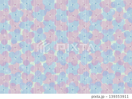 淡い色合いの紫陽花パターン背景(雨とストライプ) 淡い色合いの紫陽花パターン背景(雨とストライプ) 139353911