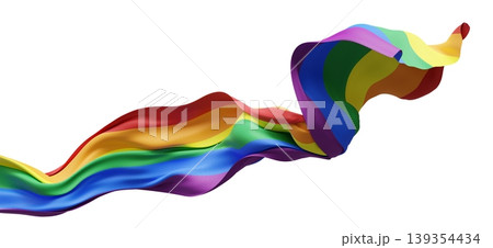 Pride rainbow flag fabric isolated on white background for LGBTQ celebration with copy space 3D render Pride rainbow flag fabric isolated on white background for LGBTQ celebration with copy space 3D render 139354434