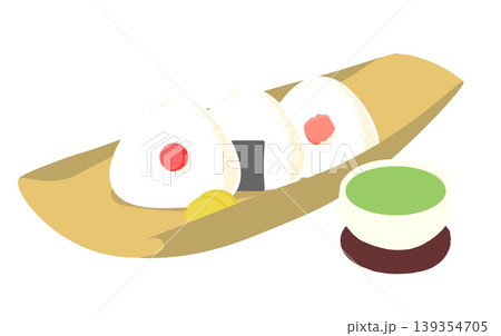 おにぎりとお茶のセット おにぎりとお茶のセット 139354705