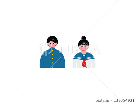 制服を着た学生の男女のイラスト　上半身 139354931
