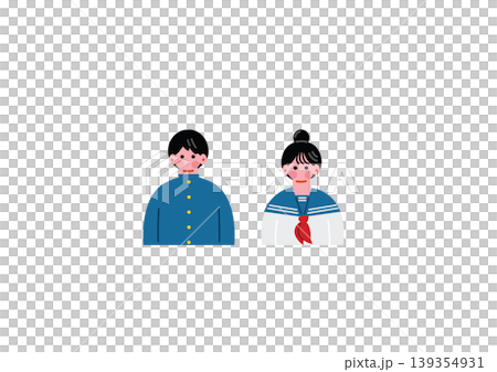 制服を着た学生の男女のイラスト　上半身 139354931