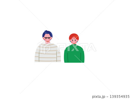 シンプルな若いおしゃれな男女のイラスト シンプルな若いおしゃれな男女のイラスト 139354935
