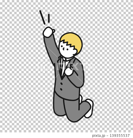 Isometric illustration: A man in a suit jumping for joy Isometric illustration: A man in a suit jumping for joy 139355537