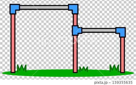An illustration of horizontal bars used for gymnastics and sports, which are installed in parks and schools. An illustration of horizontal bars used for gymnastics and sports, which are installed in parks and schools. 139355635