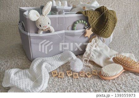 Newborn baby care products bag organizing essentials Newborn baby care products bag organizing essentials 139355973
