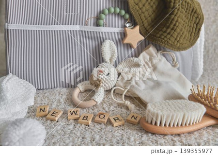 Newborn baby accessories with organic care items 139355977
