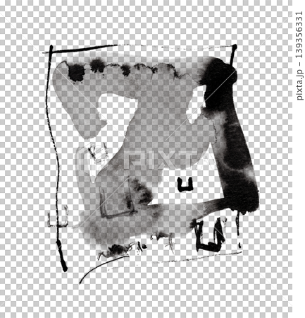 【背景透過】四角い形や記号の抽象水墨画 【背景透過】四角い形や記号の抽象水墨画 139356331
