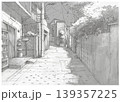 Quiet residential alley in Japan with utility poles and power lines pencil sketch Quiet residential alley in Japan with utility poles and power lines pencil sketch 139357225