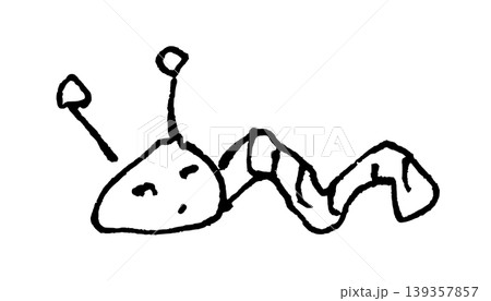 【背景透過】顔のある尺取り虫のモノクロ線画 139357857