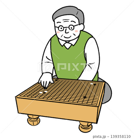 囲碁をする男性のシンプルイラスト 囲碁をする男性のシンプルイラスト 139358110