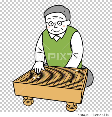 囲碁をする男性のシンプルイラスト 囲碁をする男性のシンプルイラスト 139358110