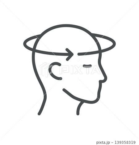 Dizziness thin line icon for vertigo, lightheadedness and spinning sensation. Editable stroke. Vector illustration. Dizziness thin line icon for vertigo, lightheadedness and spinning sensation. Editable stroke. Vector illustration. 139358319