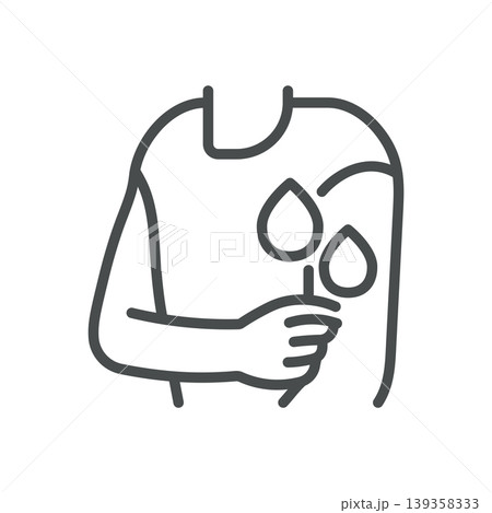 Excessive sweating thin line icon for oversweating, hyperhidrosis and profuse sweat. Editable stroke. Vector illustration. 139358333