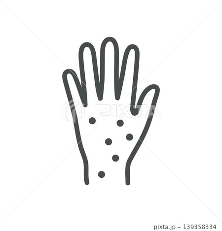 Skin rash thin line icon for rash, dermatitis and hives. Editable stroke. Vector illustration. Skin rash thin line icon for rash, dermatitis and hives. Editable stroke. Vector illustration. 139358334