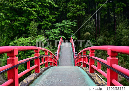 養老渓谷の赤い観音橋の風景 Scenic view of the red Kannon Bridge 養老渓谷の赤い観音橋の風景 Scenic view of the red Kannon Bridge 139358353