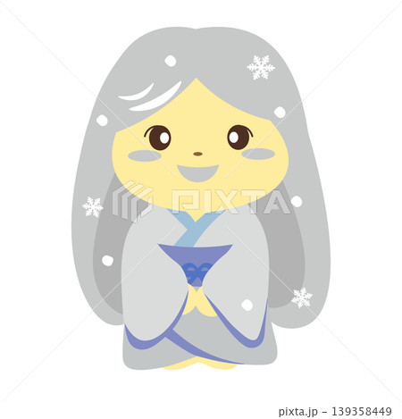 微笑んでいる、かわいい雪女のイラスト 139358449