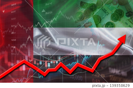 Emirati economic growth on financial graph. United Arab Emirates financial growth on market graph 139358629