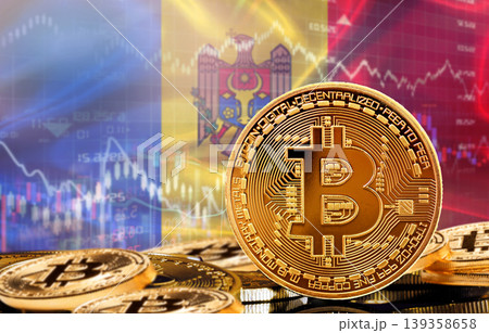 Investors in cryptocurrency and Blockchain Technology in Moldova, Concept. Bitcoin with Moldovan flag in the background Investors in cryptocurrency and Blockchain Technology in Moldova, Concept. Bitcoin with Moldovan flag in the background 139358658