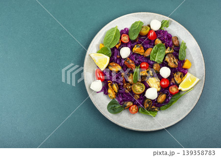 Gourmet vegetable fettuccine pasta, copy space. Gourmet vegetable fettuccine pasta, copy space. 139358783