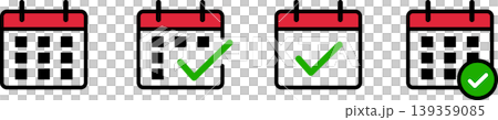 Checkmark calendar icon color for schedules, plans, and reservations 139359085